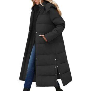 Women Long Puffer Coat Maxi Thickened Quilted Padded Jacket Winter Warm